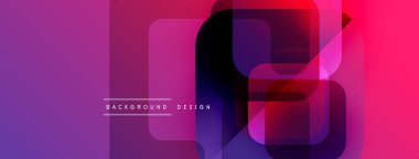 Soyut geometrik şekiller örtüşüyor, canlı mor ve pembe renkler yaratıyor. Sancaklar ve arkaplanlar için uygun modern tasarım ögesi.