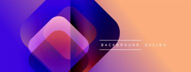 Soyut geometrik şekiller canlı mor, turuncu renkleri harmanlarlar. Modern tasarım dinamik görsel efekt yaratır. Gradyan arkaplan sorunsuz geçiş sunuyor.
