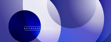 Soyut mavi tasarım, üst üste binen daireler, dikdörtgenler. Modern estetik, eğimli gölgeler dinamik görsel efektler yaratır. Minimalist kompozisyon.