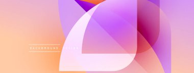 Soyut geometrik şekiller örtüşür, canlı bir değişim etkisi yaratır. Şeftali, mor renkler dizaynın hakimidir. Minimalist tarz, modern estetik.