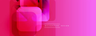 Soyut geometrik şekiller örtüşür, canlı pembe gradyan arkaplan oluşturur. Sancaklar ve sunumlar için modern tasarım ögesi.