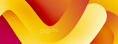 Eğri şekilleri üst üste bindiren soyut arkaplan özellikleri. Sıcak renk paleti sarı ile kırmızı arasında değişir. Modern tasarım, pürüzsüz eğimler.