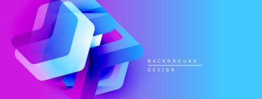 Soyut geometrik şekiller, canlı mor ve mavi renkleri harmanlarlar. Modern tasarım teknoloji, yenilik, dinamik hareket öneriyor. Metin arkaplan tasarımı okur.