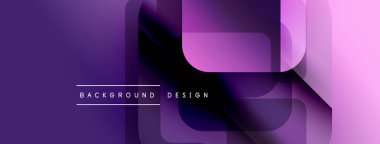 Soyut mor arkaplan. Üst üste binen geometrik şekiller modern tasarım yaratır. Gradyan renkler, pürüzsüz geçişler, dinamik bileşim.