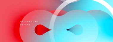 Soyut sıvı şekilleri, kırmızı mavi gradyan. Üst üste binen daireler dinamik görsel efekt yaratır. Modern tasarım ögesi.