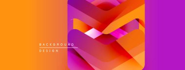 Soyut geometrik tasarım. Canlı turuncu, pembe, mor renkler dinamik görsel efekt yaratır. Dijital projeler için modern arkaplan.