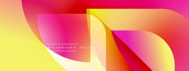 Soyut canlı katmanlar örtüşüyor. Sarı, turuncu, pembe, kırmızı renkler düzgün bir şekilde harmanlanır. Arkaplan ve sunumlar için modern tasarım ögesi.