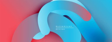 Soyut sıvı şekiller, canlı renklerin karışımı. Kırmızı, mavi gradyanlar dinamik görsel efekt yaratır. Modern tasarım ögesi.