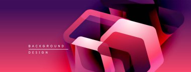 Soyut geometrik şekiller örtüşüyor, canlı mor renkler yaratıyor, mor renkler. Arkaplan ve sunumlar için modern tasarım ögesi.
