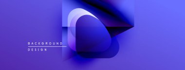 Soyut mor tasarım katmanlı şekiller, gradyanlar içerir. Dijital projeler ve sunumlar için modern arkaplan uygun. Minimalist estetik.