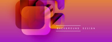 Soyut geometrik şekiller örtüşür, canlı bir değişim etkisi yaratır. Turuncu, mor renkler tasarımda baskın. Modern arkaplan ögesi.