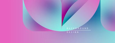 Soyut renkli şekiller çakışıyor. Pembe, mor, mavi renkler düzgün bir şekilde harmanlanır. Arkaplan ve sunumlar için modern tasarım ögesi.