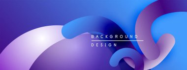 Soyut sıvı şekiller, canlı maviler, morlar modern arka plan yaratır. Gradyan renkler pürüzsüz, dinamik bileşim.