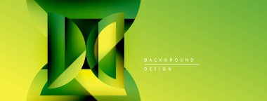 Soyut yeşil tasarım. Geometrik şekiller, dinamik görsel efekt oluşturur. Metin elemanları ile modern arkaplan.