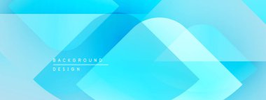 Soyut mavi geometrik şekiller kesişir. Modern tasarım gradyan, şeffaflık, temiz çizgiler içerir. Dijital projeler için minimalist arkaplan.