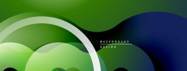 Soyut yeşil mavi arkaplan. Üst üste binen şekiller dinamik görsel efekt yaratır. Sancaklar ve web siteleri için modern tasarım uygun.