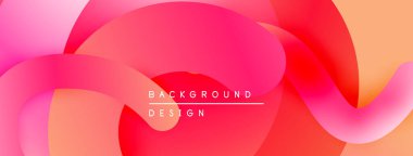 Soyut sıvı şekilleri, canlı pembeler, portakallar dinamik bir zemin oluşturur. Yumuşak eğimler, modern tasarım elementleri mevcut.