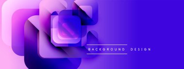 Soyut geometrik şekiller örtüşüyor, canlı mor ve pembe renkler yaratıyor. Arkaplan, pankart ve sunumlar için modern tasarım ögesi.