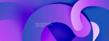 Soyut sıvı şekilleri mor, mavi renkleri harmanlıyor. Modern tasarım hareketi çağrıştırıyor, derinliği. Minimalist estetik rahatlatıcı görsel deneyimler yaratır.