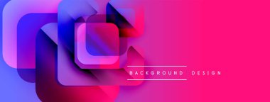 Soyut geometrik şekiller çakışıyor. Canlı pembeler, maviler dinamik görsel efektler yaratır. Metin arka plan tasarımı okur. Modern, şık bir sunum.