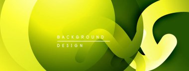 Soyut sarı, yeşil katmanlar dinamik bir zemin oluşturur. Pürüzsüz şekiller üst üste binerek modern tasarım elementini oluşturur. Minimalist estetik.