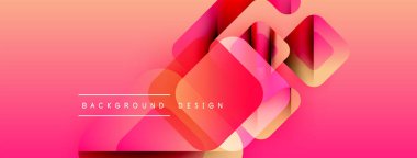 Soyut eğim arkaplanı. Üst üste binen kareler dinamik görsel efekt yaratır. Pembe, sarı renkler kompozisyona hakim. Metin arkaplan tasarımı okur.