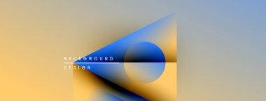 Soyut tasarım, rengarenk sarı, bej arkaplan üzerinde canlı mavi şekiller içerir. Modern estetik, basit kompozisyon.