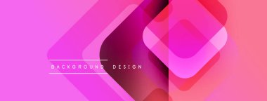 Soyut geometrik şekiller örtüşür, canlı pembe gradyan arkaplan oluşturur. Metin arka plan tasarımı okur. Modern estetik.