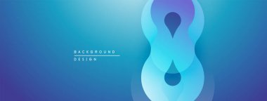 Soyut mavi eğimli arkaplan. Üst üste binen şekiller merkezi figür, modern tasarım unsuru yaratır. Yumuşak geçişler, sakinleştirici estetik.