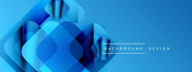 Soyut mavi katmanlar dinamik bileşim yaratır. Modern tasarım değişkenleri, şekilleri, pürüzsüz geçişleri içerir. Minimalist estetik.