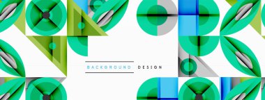 Geometrik desen tekrar eden şekiller içerir. Yeşil, mavi renkler modern, canlı bir tasarım yaratır. Minimalist stil arka plan ve dokulara uyuyor.