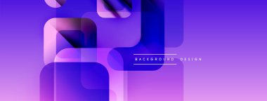 Soyut geometrik şekiller örtüşüyor, canlı mor gradyanlar yaratıyor. Arkaplan ve sunumlar için modern tasarım ögesi.