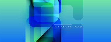 Soyut eğim arkaplanı. Üst üste binen kareler, dikdörtgenler dinamik görsel efekt yaratır. Mavi, yeşil renkler kompozisyona hakim. Modern tasarım ögesi.