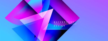Soyut geometrik şekiller, canlı mavi, mor gradyanlar. Modern tasarım elementleri dinamik görsel etki yaratır. Arkaplan özellikleri metin örtüsü.