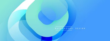 Soyut mavi tasarım, üst üste binen daireler, gradyanlar. Modern estetik, arka planlar ve sunumlar için uygun. Temiz, canlı kompozisyon.