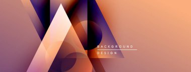 Soyut geometrik şekiller harmanlanarak, gradyan arkaplan oluşturur. Sıcak tonlar, mor aksanlı kompozisyonda baskın. Modern tasarım ögesi.