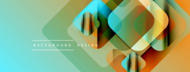 Soyut geometrik şekiller örtüşür, canlı katmanlı bir etki yaratır. Turkuaz, turuncu, yeşil renkler tasarımda baskın. Modern, şık arkaplan.