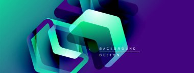 Soyut geometrik şekiller örtüşüyor, canlı deniz mavisi ve mor renkler yaratıyor. Modern tasarım elementleri dijital sanat, arkaplan dokusu.