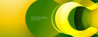 Soyut sarı, yeşil katmanlar dinamik görsel akış yaratır. Yumuşak eğimler hareketi, derinliği gösterir. Modern tasarım ögesi.