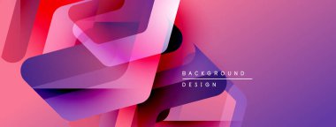 Soyut geometrik şekiller örtüşüyor, canlı pembe, mor renkler yaratıyor. Arkaplan ve sunumlar için modern tasarım ögesi.