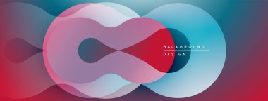 Soyut tasarım özellikleri üst üste binen renkli daireler. Gradyan renkler dinamik görsel efekt yaratır. Modern arkaplan ögesi.