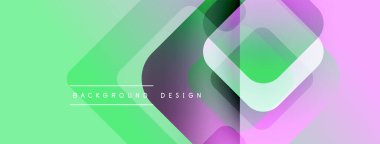 Soyut geometrik arkaplan. Üst üste binen kareler dinamik görsel efekt yaratır. Pastel renkler, gradyanlar, mevcut modern tasarım elementleri.