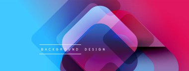 Soyut geometrik şekiller örtüşür, canlı bir değişim etkisi yaratır. Pembe, modern tasarım öğesine mavi geçişler.