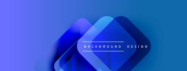 Soyut mavi gradyanlar dinamik görsel efekt oluşturur. Metin, arkaplan tasarımını şekiller içinde merkezlenmiş olarak okur. Modern, temiz estetik.