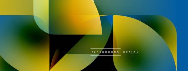 Soyut renkli arkaplan. Üst üste binen şekiller dinamik görsel efekt yaratır. Modern tasarım elementleri pürüzsüz eğimler sunar.