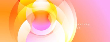 Soyut canlı katmanlar dinamik bileşim yaratır. Yumuşak gradyanlar turuncu, sarı ve pembe renkleri harmanlarlar. Modern tasarım ögesi.