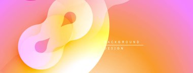 Soyut sıvı şekiller, sıcak renk paleti. Yumuşak gradyanlar dinamik görsel akış yaratır, modern tasarım ögesi.