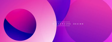 Soyut şekiller örtüşüyor, canlı pembe, mor renkler yaratıyor. Arkaplan, pankart ve sunumlar için modern tasarım ögesi.