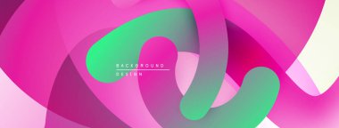 Soyut akışkan şekiller, canlı pembeler, yeşiller, gradyanlar. Modern tasarım ögesi, düz eğriler dinamik bileşim oluşturur.