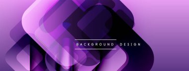 Soyut mor tasarım üst üste binen kareler, gradyanlar. Modern estetik, arka planlar ve sunumlar için uygun. Minimalist metin dahil.